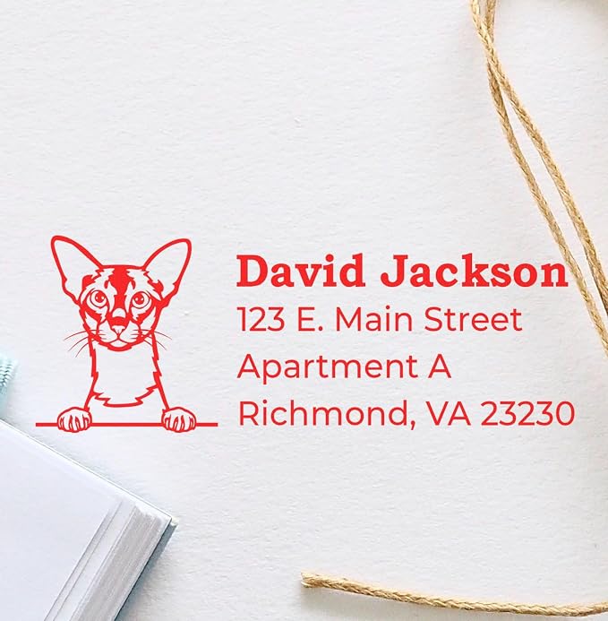 Colorpoint Shorthair Custom Stamper - 7/8 x 2-1/4 Address Stamps for Luggage Tags - Made to Order Pet Lover Gift - Unique Cat Owner Accessory - Ideal for Cat Enthusiasts and Colorpoint Shorthair Fans