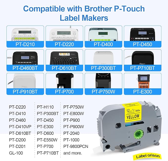 TZe-631Compatible with Brother P-Touch Label Tapes 12mm Laminated TZ631 TZo631 use for PT-H110 PT-D210 PT-D400 PT-D600 Label Maker, Black on Yellow, 0.47 Inch x 26.2 ft (12mm x 8m), 3PK
