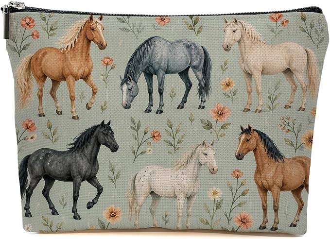Horse Gifts Makeup Bag Horses Stuff Cosmetic Bag Travel Toiletry Bags | Makeup Pouch Graduation Birthday Gifts for Women Girls Horse Lovers Equestrian Friends Daughter Sister Niece Coworker