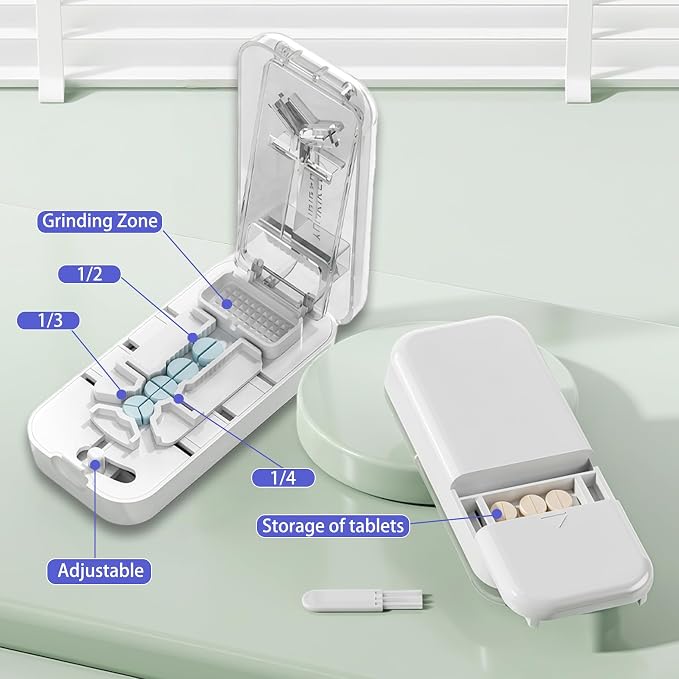 Pill Cutter, Pill Splitter for Small Pills, Cuts 1/2, 1/3, 1/4 Pills