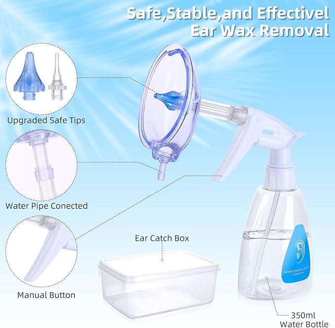 2 in 1 Ear Wax Removal Tool kit,Ear Cleaner Kit,Ear Flushing Kit for Adults Dog Cat Ear Cleaning Kit,Ear Irrigation Kit Ear Cleaner with Camera