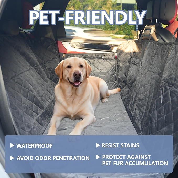 Dog Car Seat Cover for Back Seat, Waterproof Auto Backseat Hammock for Small & Large Dogs,Washable Rear Seat Pet Cover Protector Accessories for Cars, Trucks, SUVs