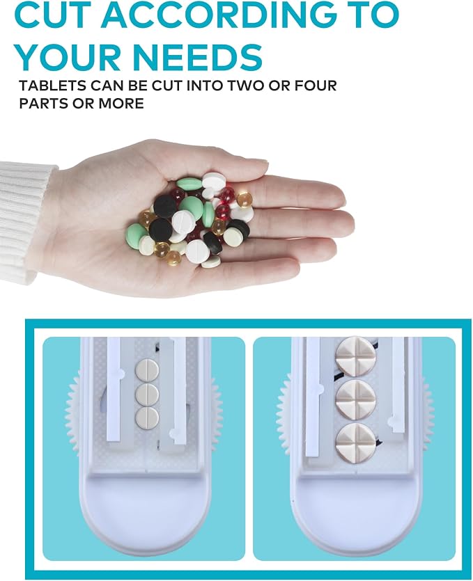 Adjustable Pill Cutter Splitter for Small and Tiny Pills, Larger Pills, Pill Splitter with Centering Device Accurately Cuts Multiple Pills a time,Tablet Cutter with Hidden Sharp Blade