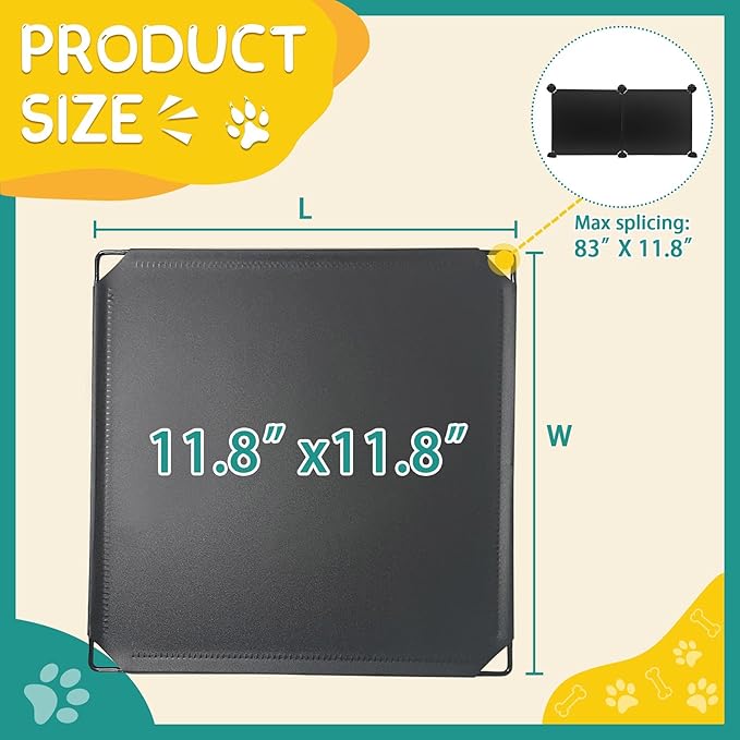 14 Pack Under Bed & Couch Blocker for Pets and Toys - 166" Length, 11.8" Height for One Side of Queen Bed | Includes Sticky Tape, Connectors & Zip Ties - Black