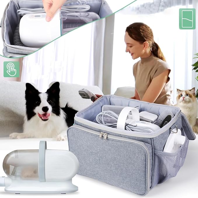Home Storage Pet Grooming Gear Bag,Reinforced Carry Pouch, Multi Compartment Storage Solution, Mobile Cleaning Tool Organizer, Portable Utility Tote,Spacious Protective C