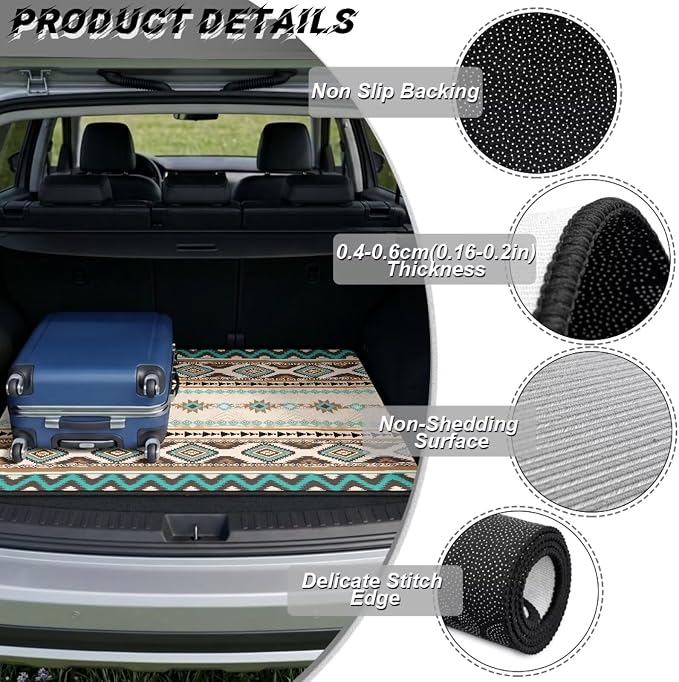 Howilath Southwestern Aztec Tribal Car Trunk Mat All Weather Cargo Liner Durable Trunk Mat for Cars, Universal Rear Trunk Protection Non-Slip Vehicle Interior Accessories 29"x39"