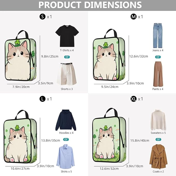 Cute Pets Compression Packing Cubes 4 Piece Set | Expandable Suitcase Organizers For Adults Save Luggage Space Water Resistant Pouches Weekend Gear
