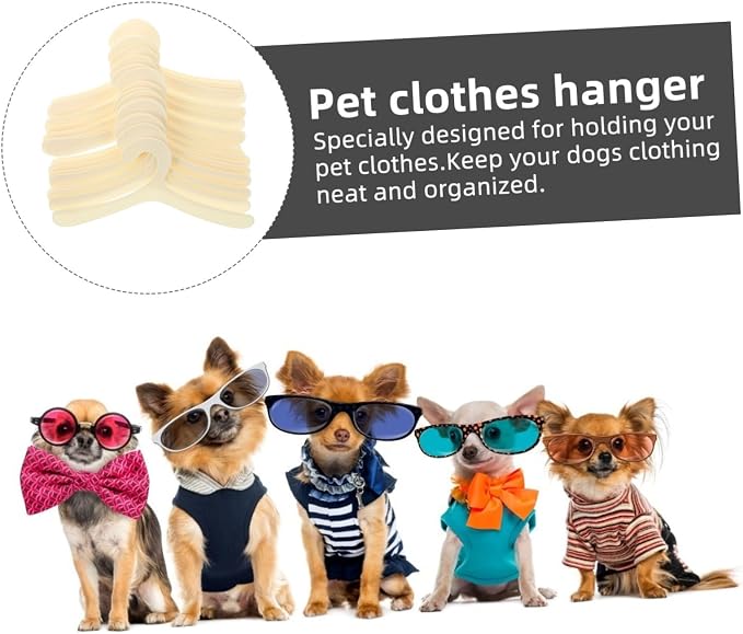 20Pcs Pet Clothes Storage Rack Plastic Hangers for Dogs Apparel | 19cm Size, Portable Carry Option, Keeps Clothing Neat and Organized, Practical Choice for Pet Owners
