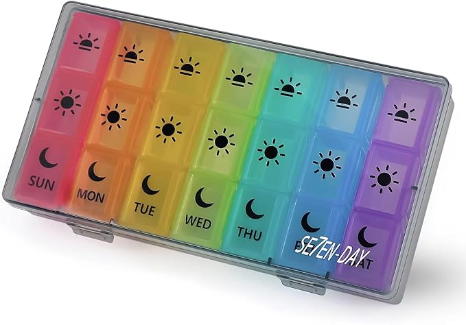 Weekly Pill Organizer 7 Day 3 Times A Day Large Compartments, Gray | Moisture-Proof Large Compartments Pill Case Portable Travel Medication Reminder for Compartments Supplements