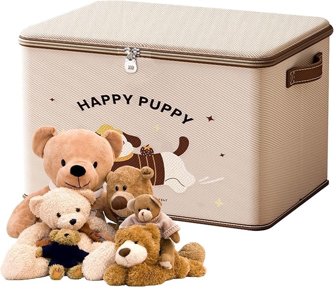 Storage Box with Lock Heavy-Duty Waterproof Stackable Container with Puppy | Locking Storage Box for Package Toy Delivery Travel Closet Garage Bedroom Bathroom Kitchen