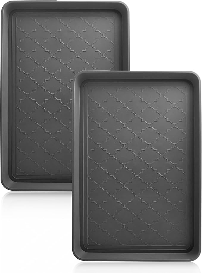 Boot Tray for Entryway Indoor, Heavy Duty Shoe Mat Tray 2 Packs, 23"x15.5" Waterproof Shoe Trays with Raised Edge, Outdoor Multi-Purpose Mat for Boots, Shoes, Garden, Pets