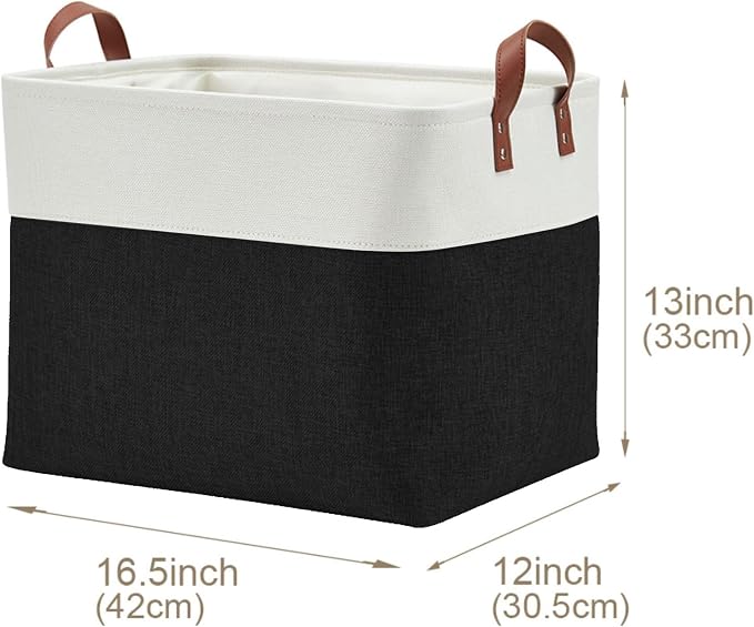 DECOMOMO Fabric Storage Bins, Extra Large Storage Baskets with Handles | 3 Pack Storage Baskets for Shelves, Laundry, Toys, Nursery (Black & White)