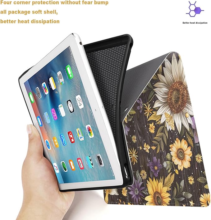 Tablet Case for iPad mini 6 Case 8.3 Inch 2021,Shockproof Protective Cover with Stand,Auto Wake/Sleep,Sunflower Moon Floral