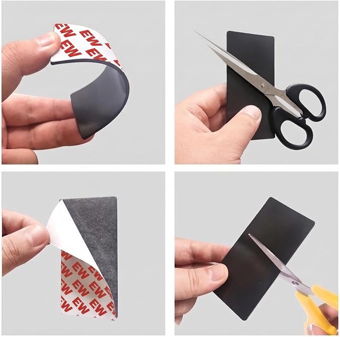Magnetic Tape 2x4 Inch 10 Pack, Strong Adhesive Magnets for Crafts | Magnetic Strips with Strong Adhesive Backing for DIY Crafts, Fridge, Photo Display. Flexible,Easy to Cut, Peel & Stick.