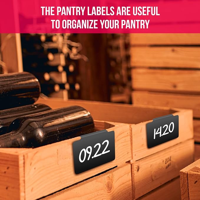 Basket Labels Clip On for Pantry Organization and Storage Baskets Bin Labels - Small Chalk Labels for Baskets - Black Bin Clip Labels for Baskets - Chalkboard Basket Tags Dry Erase Bin Labels Clip On