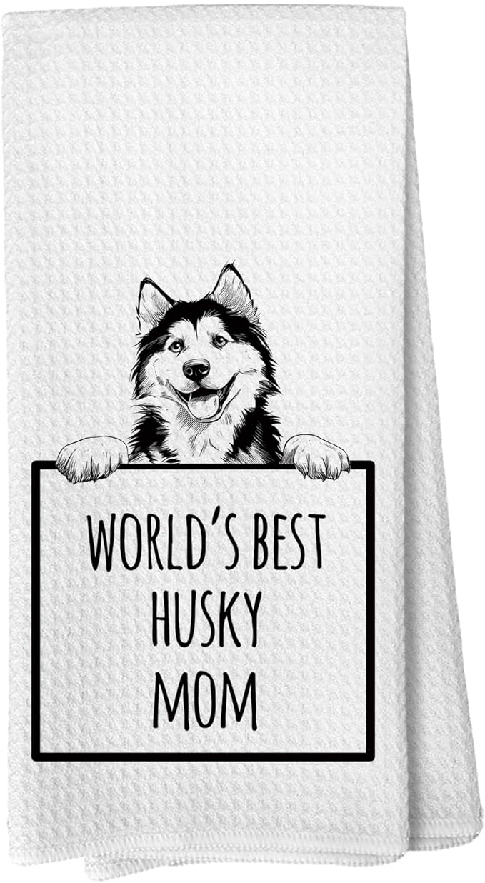 Funny Siberian Husky Kitchen Towels and Dishcloths, Husky Gifts for Women, Dog Mom Lovers Owner Gifts Drying Cloth Hand Towels for Bathroom Kitchen Decor, 16x24 Inches