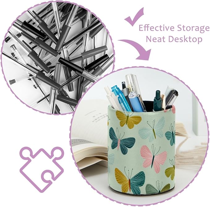 Butterflies Pen Holder, Pencil Cup Marker Brush Holder Desk Storage Case, Desktop Organizer for School Office Home Supplies