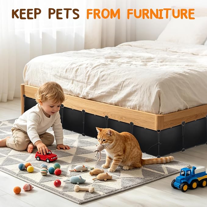 11.8" H x 83" L in Total Under Under Bed Blocker Stops Pets Under Furniture | Splicable Resin Under Bed Blocker, Flexible Assembly Stops Pets From Sliding Under Bed, Easy Buckle Splicing