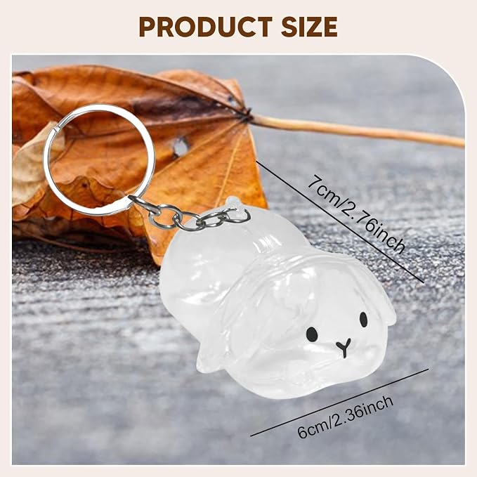 Colaxi Pet Bottle Keyring Rabbit Shaped Keepsake Portable Cute Transparent Pet Hair Holder Bag Charm