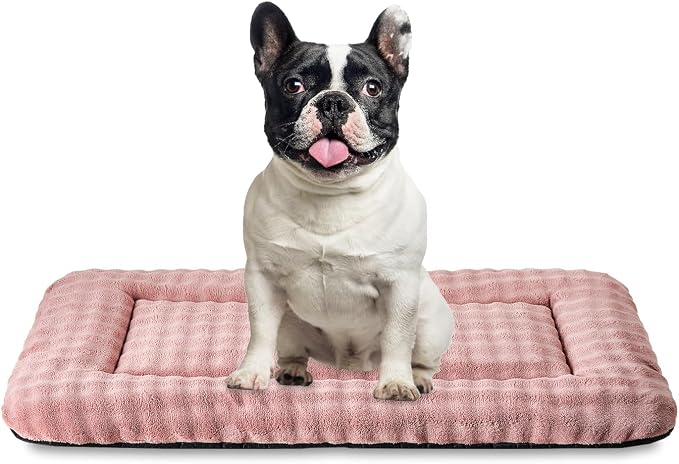Dog Bed Mat Crate Pad for Medium Dogs, Dusty Pink, 30"x 19" | Washable Soft Pet Sleeping Mat, Anti-Slip Kennel Pad with 3D Bubble Pattern