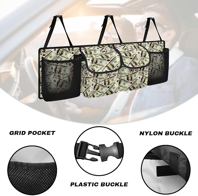 Dollar Car Trunk Organizer Hanging Car Back Seat Storage Bag Foldable Automotive Interior Accessories Suitable Most Sedans SUV Jeep Trucks Van