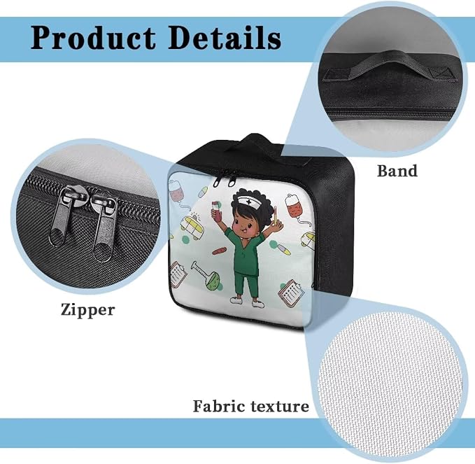 Nurse First Aid Bag Empty Small Cute Boy Pattern Medical Kit Bag Empty Travel Medicine Bag Medical Supplies Organizer Bag Portable Kit for Traveling Car Camping Student Dorm