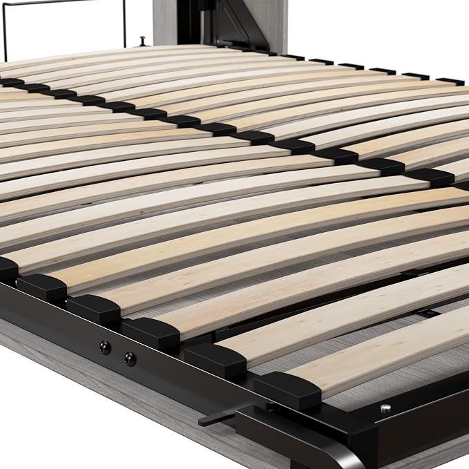 Bestar Claremont Full Murphy Bed with Closet Organizer (79W) in Platinum Gray, Sleeping Arrangement for Multipurpose Room | Closet Organizer; dual piston mechanism; for guest room or multipurpose space; 10-year warranty