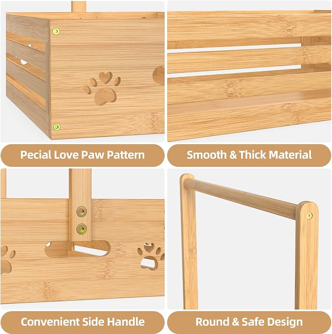 BAMBOOHOMIE Baby Clothing Rack for Toddler, Pets Clothes Rack with Storage Box & Adjustable Hanging Rod for Dogs/Cats, Baby Shower Clothes Closet Rack with Handle for Nursery Room (Natural, Baby)