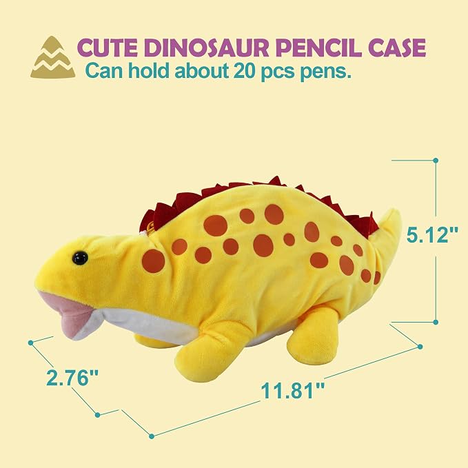 BB FUN HOUSE Pencil Case for Kids, 3D Plush Animal Dog Dinosaur Pencil Pouch Soft Stationery Storage Pen Bag for Girls and Boys School Supplies
