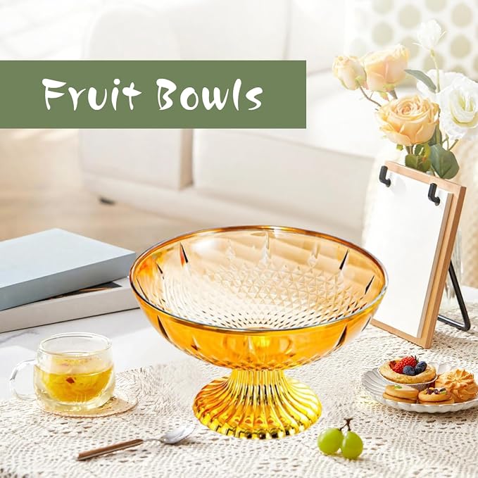 Decorative Pedestal Bowl Dessert Display Snack Tray Footed Fruit Bowl for Dining Table Kitchen Counter Home, B Brown