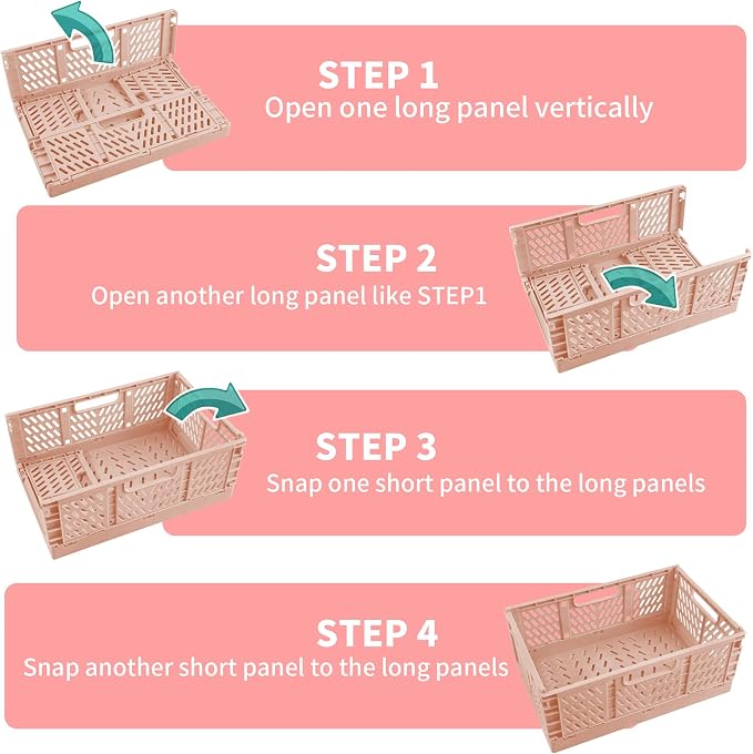 2 Pack Stackable Storage Crates, Plastic Foldable Baskets Small Blue | Easy-carry handles, suitable for toys books groceries office supplies and household storage for home office shopping