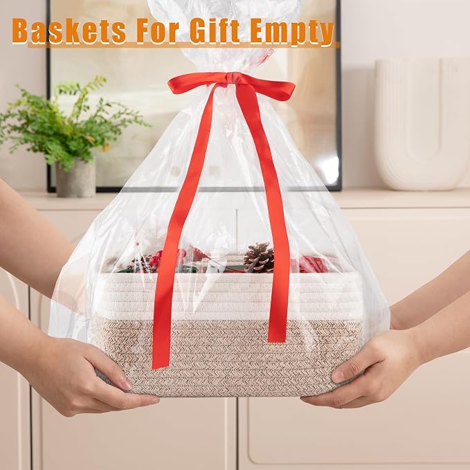 OIAHOMY 4 PACK 16L Storage Baskets for Organizing Storage Bins Brown | Small Bins for Shelves Small Storage Basket Shelf Baskets Organizer Baskets for Gifts Empty Cute Decorative Storage Bins