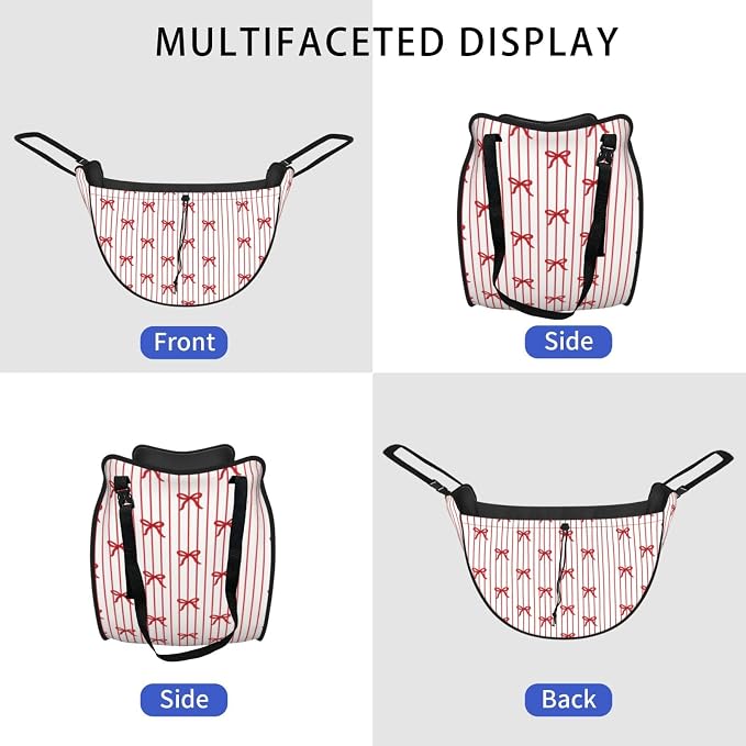Luxury Red Bow Stripe Car Seat Organizer Backseat Storage Bag, Large Waterproof Vehicle Organizer With Adjustable Straps For Gear Essentials, Fits Most Cars