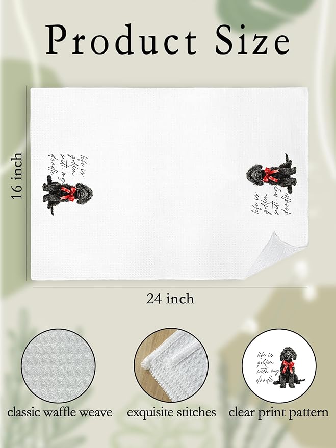 Black Goldendoodle Hand Towels for Bathroom - Golden Doodle Poodle Kitchen Dish Tea Towels, Goldendoodle Dog Mom Gifts for Women, Golden Doodle Gifts for Mothers Day/Christmas