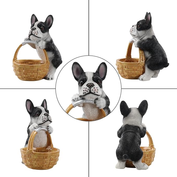 French Bulldog Statue Key Holder Bowl - Decorative Catchall Tray Organizer - Aesthetic Animal Trinket Dish & Puppy Lover Gifts