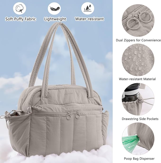 Dog Travel Bag for Supplies, Airline Approved Pet Travel Organizer with 2 Food Containers & Collapsible Bowls, Large Capacity Dogs Tote Bag for Weekend, Stylish Dog Mom Gift for Pet Lovers