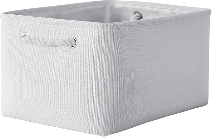 Fabric Storage Bin, Large 1 Pack 15.7L*11.8W*8.3H Storage Basket for Home Storage and Organization, Shelf Basket with Cover for Living Room Bedroom Closet（White