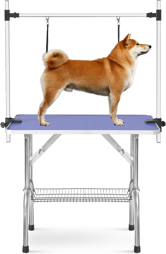 Professional 36" Adjustable Pet Grooming Table Heavy Duty with Arm & Nosse & Mesh Tray for Large Dog Cat Shower Table Bath Station, Maximum Capacity Up to 330 LBS (36 inch)