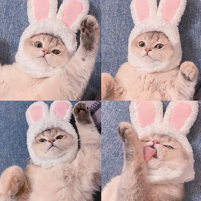 YUJUN Cat Easter Cute Costume Pet Bunny Rabbit Hat with Ears for Cats Small Dogs Puppy Easter Party Costume Accessory Headwear