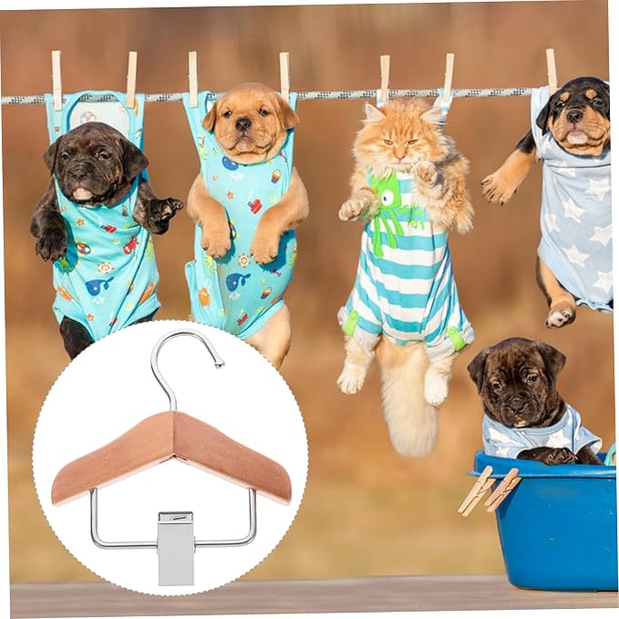 Pet Clothes Hanger Wooden Dog Clothing Rack Clip Lightweight and Portable Apparel Display for Dogs and Cats for Indoor and Outdoor Use