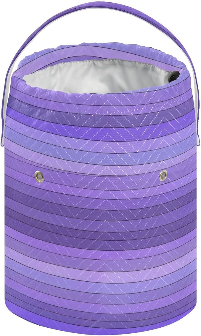 Tatenale Crochet Bag Yarn Bag Knitting Project Bag with Pockets and Handle Portable Yarn Storage Organizer Tangle Free 8.3x11 InchPurple Stripes12