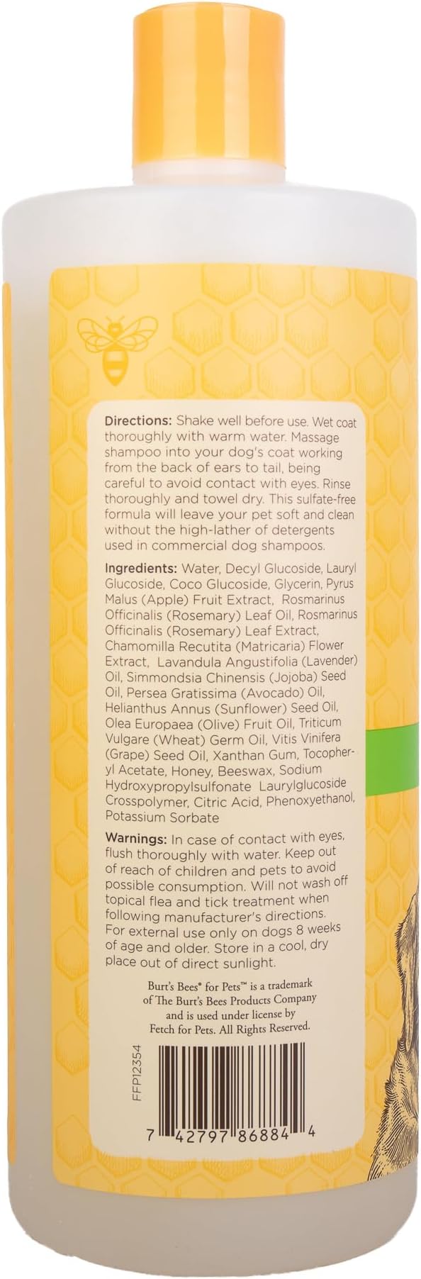 Burt's Bees for Pets Deodorizing Dog Shampoo and Conditioner with Apple and Rosemary, 95% Natural Origin, pH Balanced, No Sulfates or Parabens, for Smelly Dogs, 32 Fl Oz