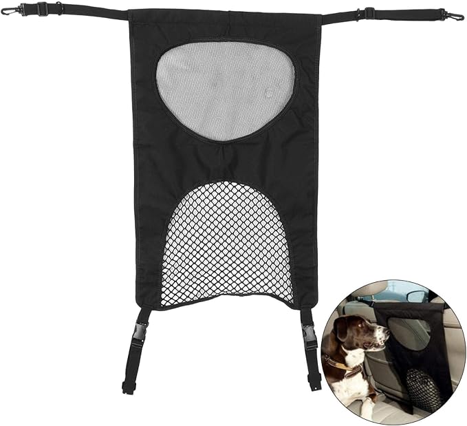 KUIDAMOS Dog Car Net Barrier, Portable Car Mesh Organizer with Mesh for SUV's, Cars Vehicles Pet Cars Divider Back Seat Barrier Net, Easy to Install Adjustable Pet Barrier
