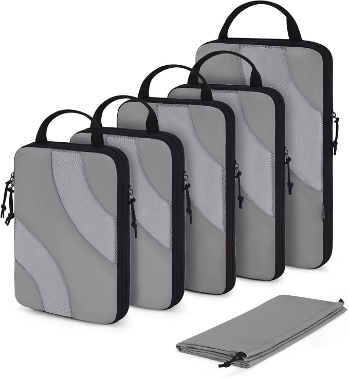 BAGSMART Compression Packing Cubes for Travel | Lightweight suitcase organizers bag set, space-saving double zipper expansion for carry-on luggage & travel organization
