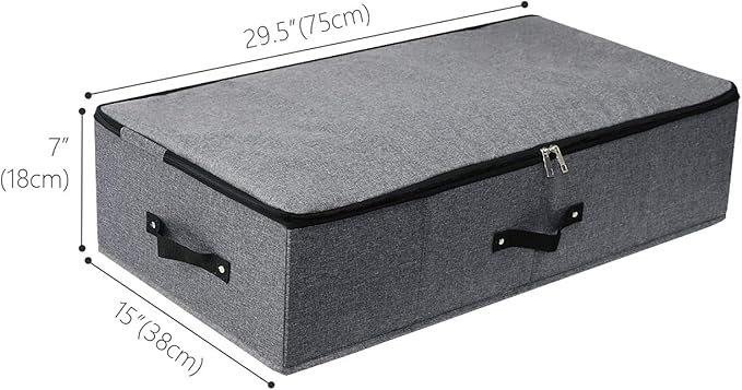 AMJ Large Under Bed Storage Containers, 3 Pack Closet Organizers Bins, Foldable Closet Organizers Storage for Blankets, Towels, Comforter, Sweaters, Linen Sheets, Wrapping Paper (Black Grey)
