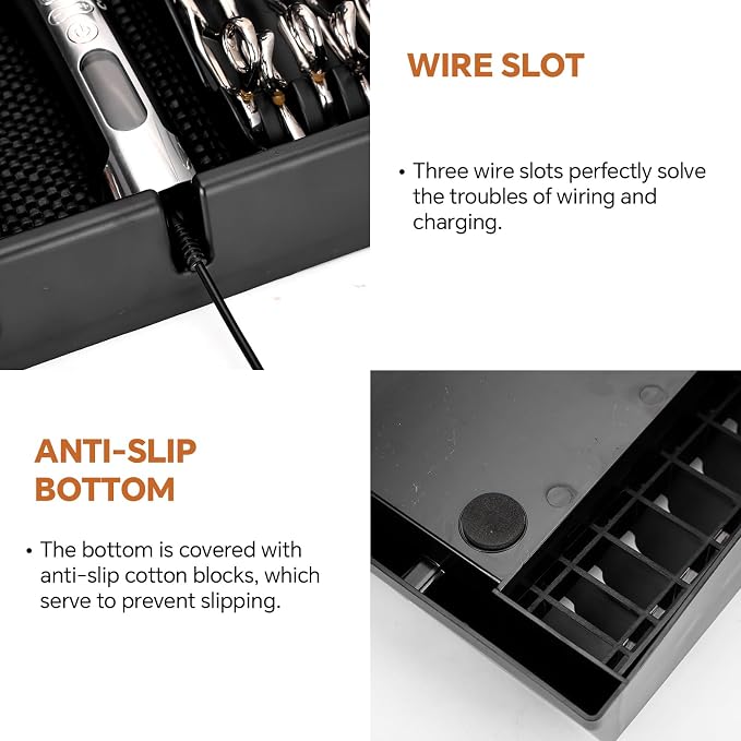 Barber Clippers Station, 15 x 11.8 x 4.3 inch Removable Tray Featuring Dedicated Clippers & Guards Slots and Scissor Razor Slots, for Barber&Salon and Home Stylist Accessories Station Organizer