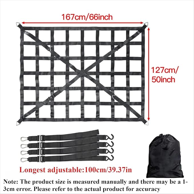 Car Nets 127X106cm/167X127cm/208X127cm Heavy Cargo Net Truck Trunk Roof Cargo Network Card For Trailer Luggage Net聽聽(MX)