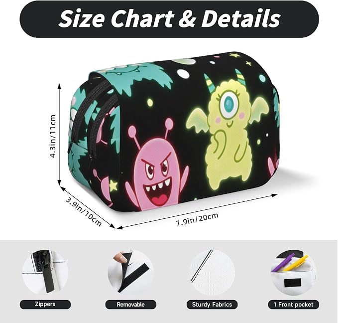 Milky Way Cute Pet Double‑Clamshell Printed Pen Pouch, Oxford Organizer | Multi‑pocket Clamshell Design With Hook‑and‑loop Flap, Large‑capacity Writing Tool Storage, Great For Sketching And Daily Use