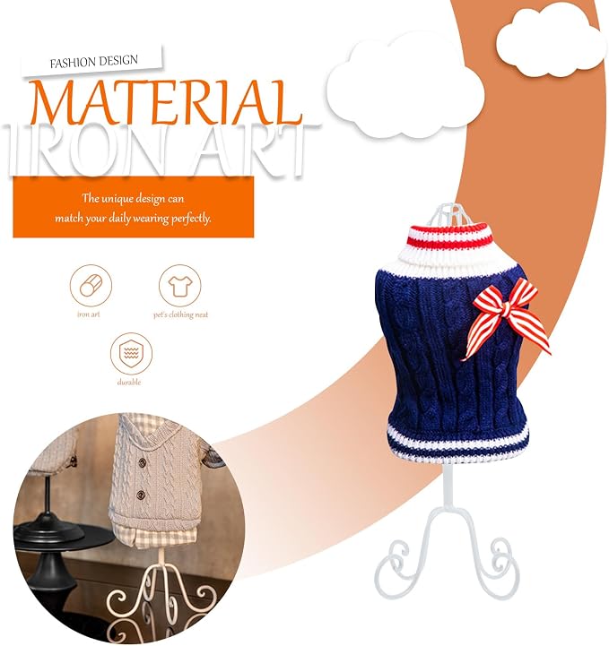 Mipcase Dog Cloth Hanger Metal Dog Dress Mannequin Display Rack Mini Shirt Hangers for Pet Clothes