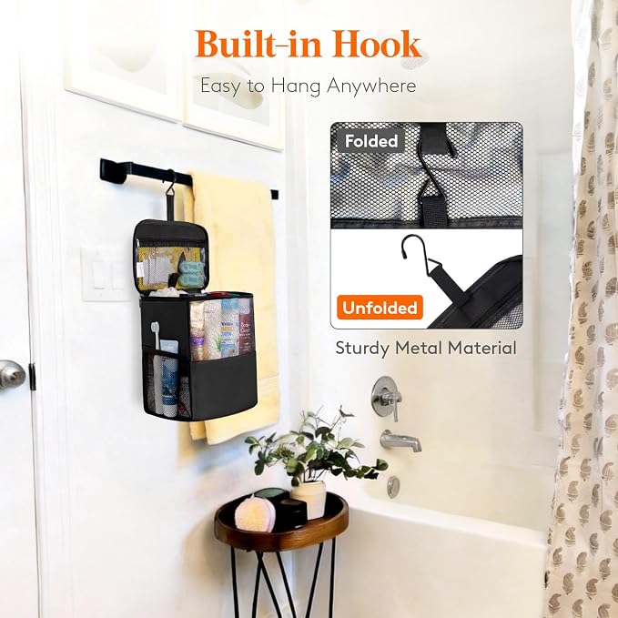 Lifewit Shower Bag Mesh Shower Caddy Portable College Dorm Room Essentials Tote Bag for Bathroom, Gym, Travel, Camping Quick Dry Hanging Shower Organizer Basket Toiletry Bag, Large, Black | Portable, Quick Dry, College Dorm Room Essentials, Tote Bag fo...